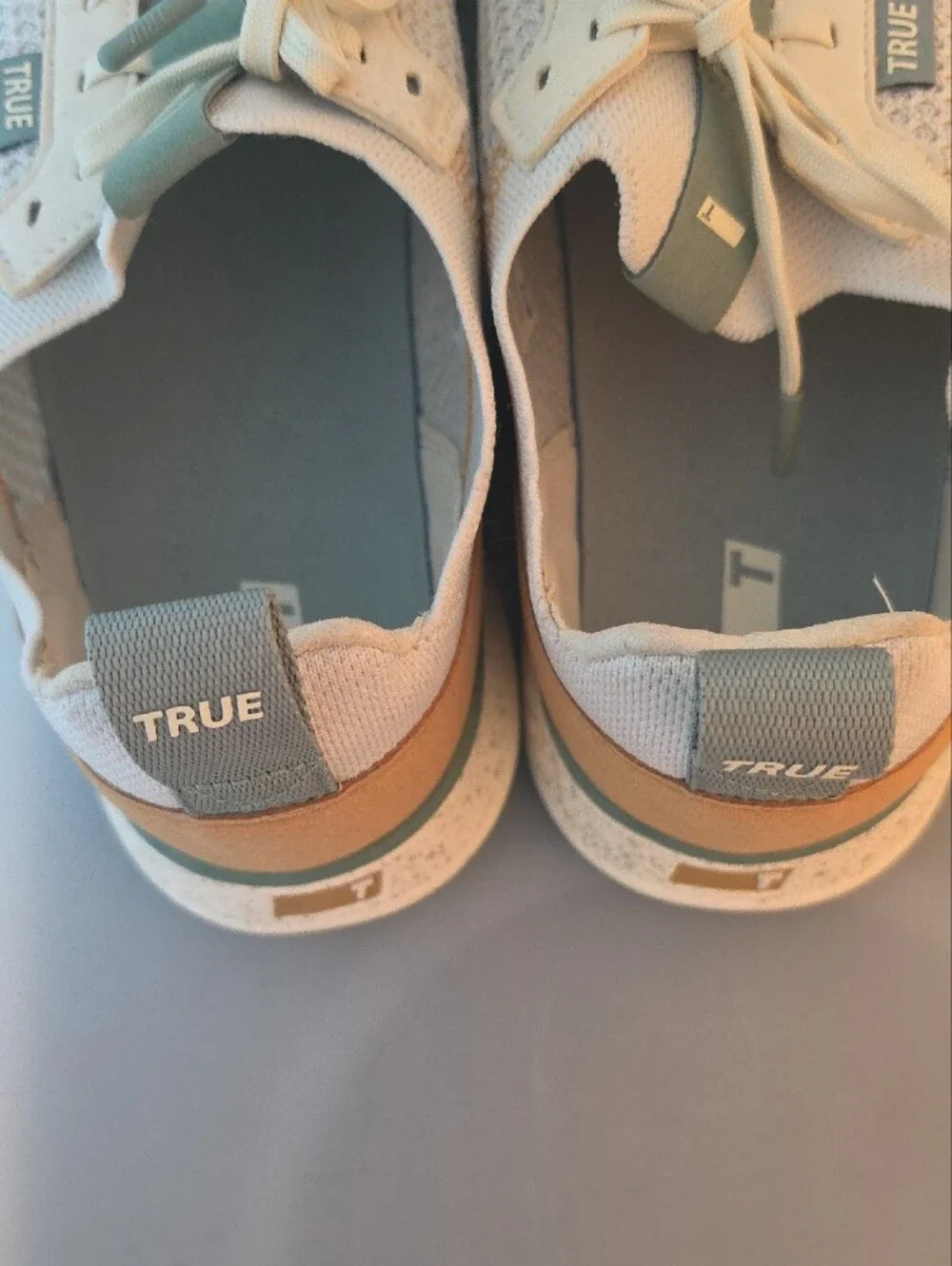 True Men's Cream and Tan Knit Sneaker with Sage Accents